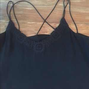 Massimo Dutti black tank with embroidery detail